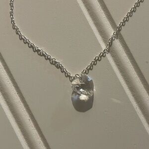 Elegant Silver Necklace with Crystal Pendant-Clear